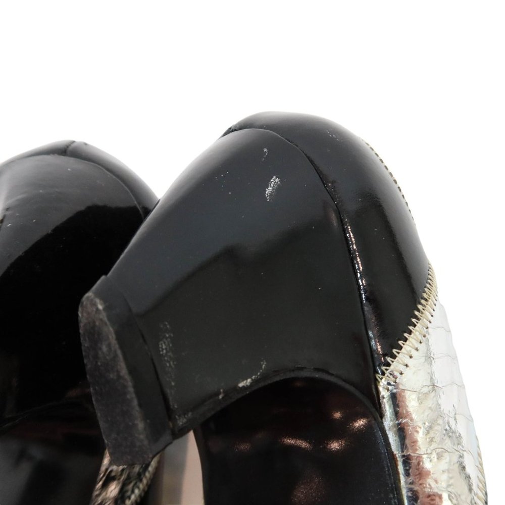 Vintage 60s 70s ROSINA FERRAGAMO SCHIAVONE 8M Snakes Skin Gold Silver Heels Shoe - Picture 10 of 11